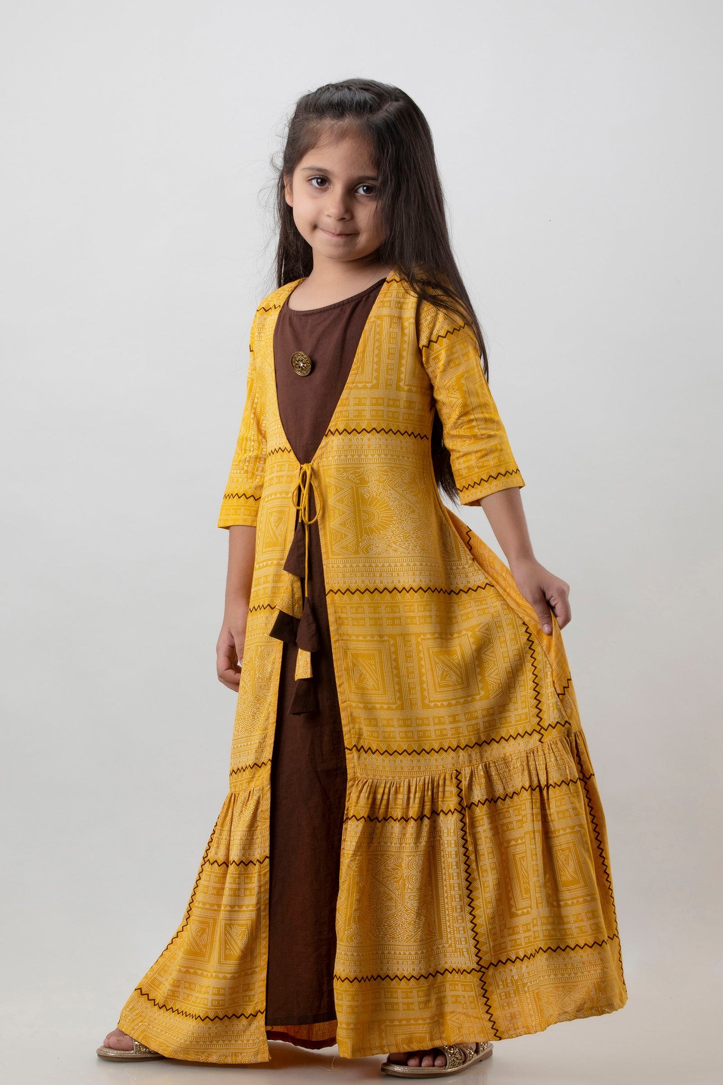 Anam jaipuri Girls Anarkali Kurta in Yellow