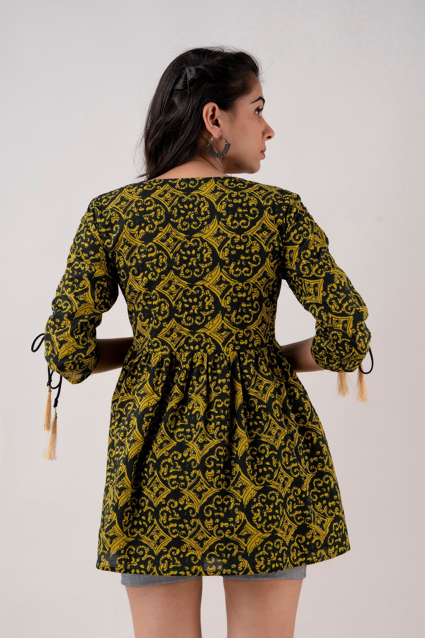 Anam jaipuri Green Printed Tunic in Cotton