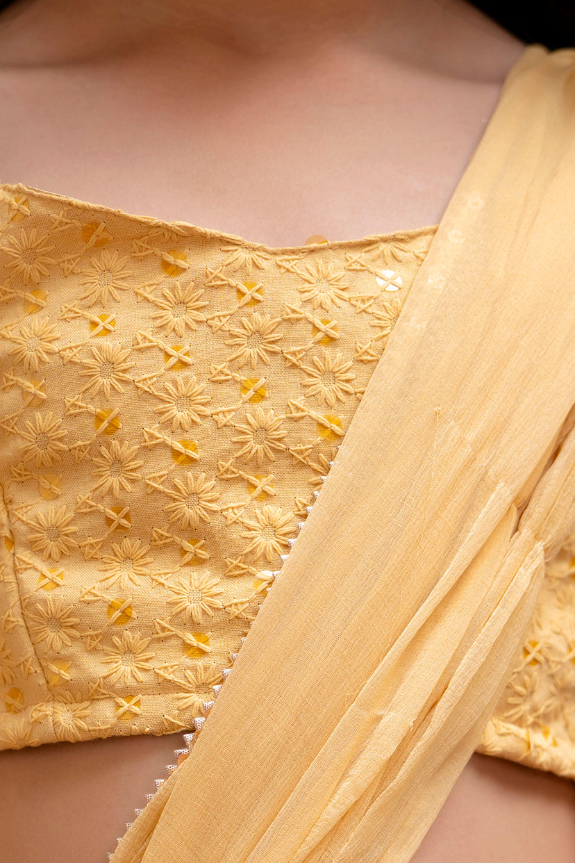 Girls Pre Draped Ready To Wear chiffon Saree with sequence blouse