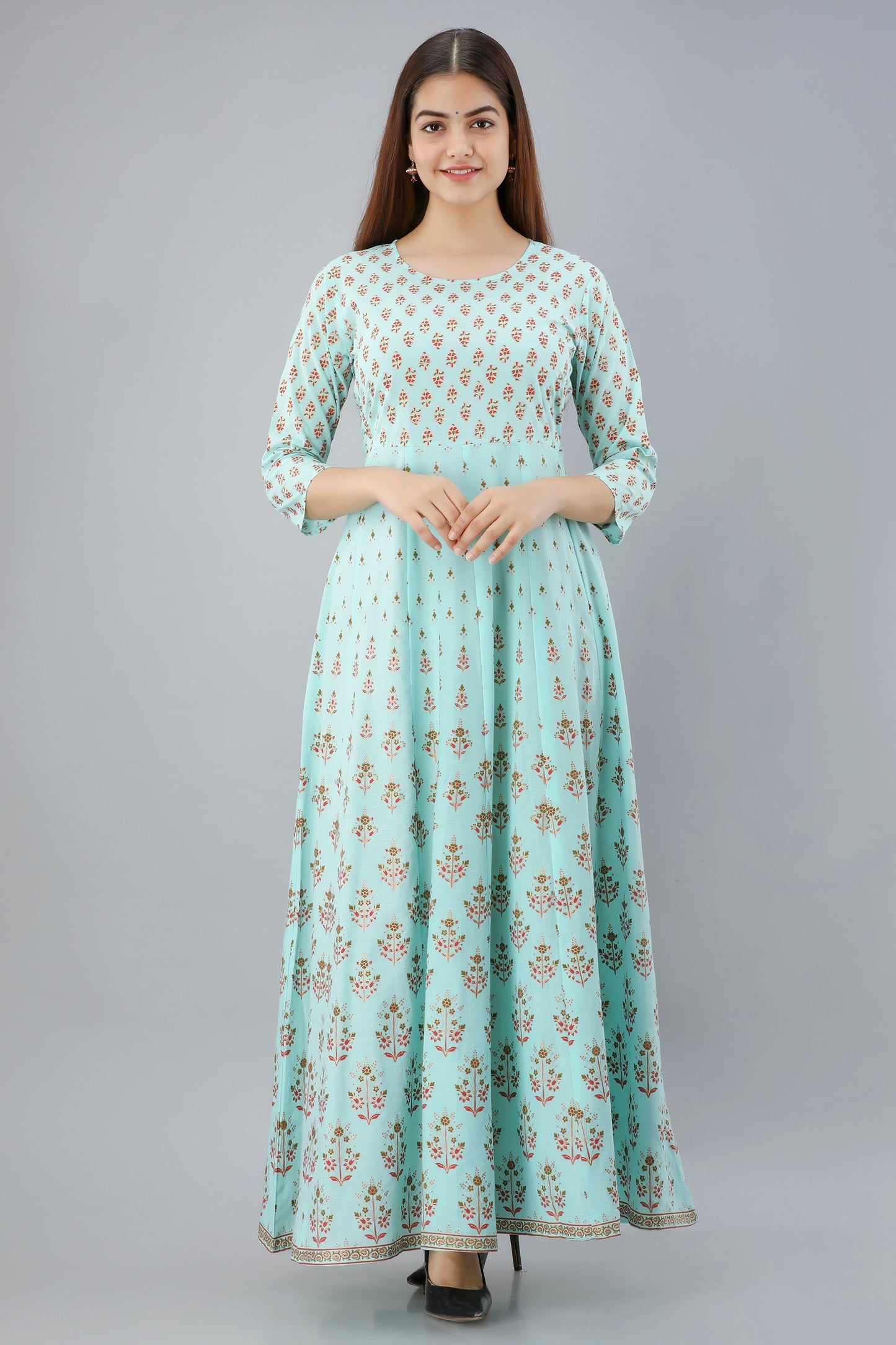 Anam jaipuri Gold Printed Festive Anarkali Flared Kurta