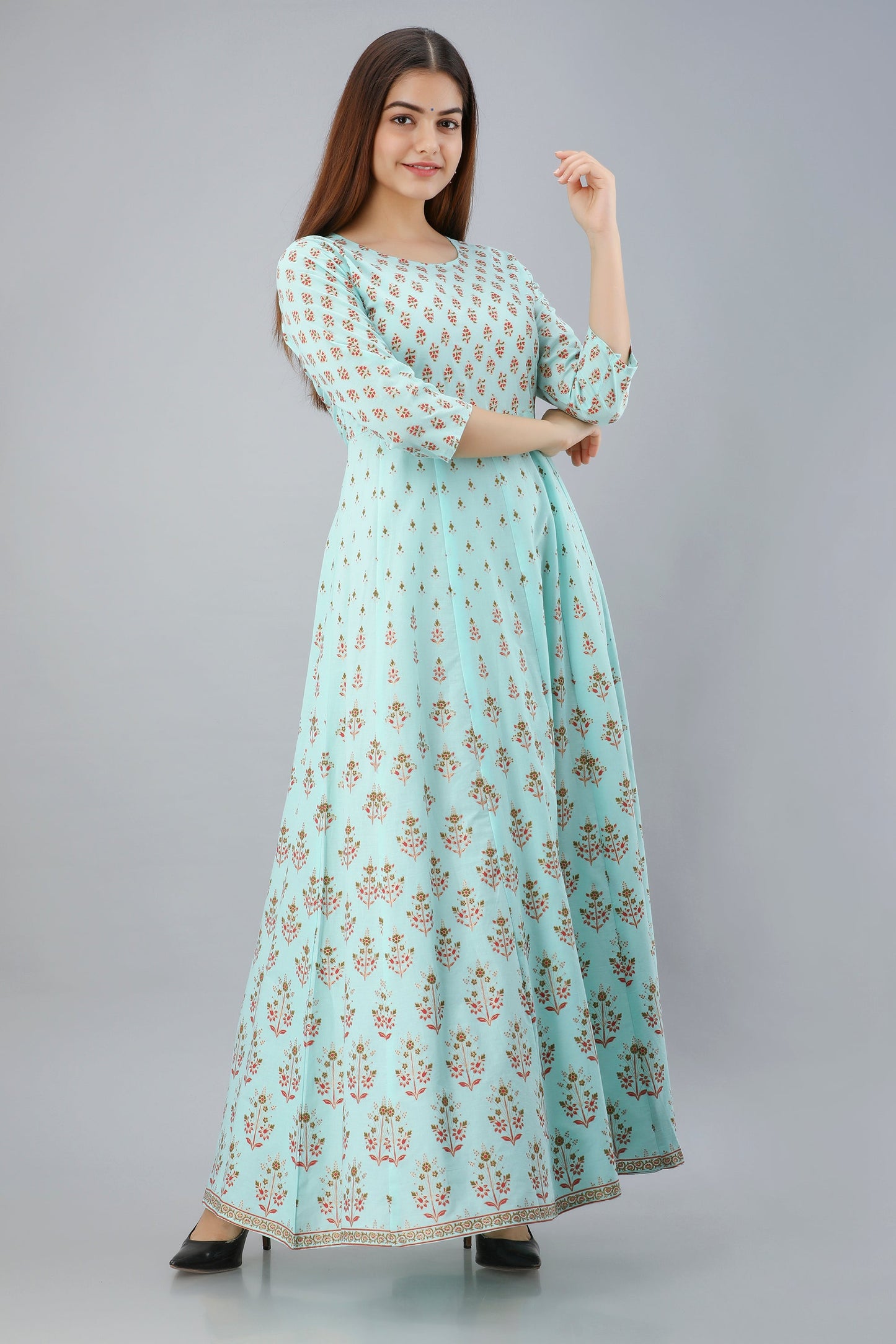 Anam jaipuri Gold Printed Festive Anarkali Flared Kurta