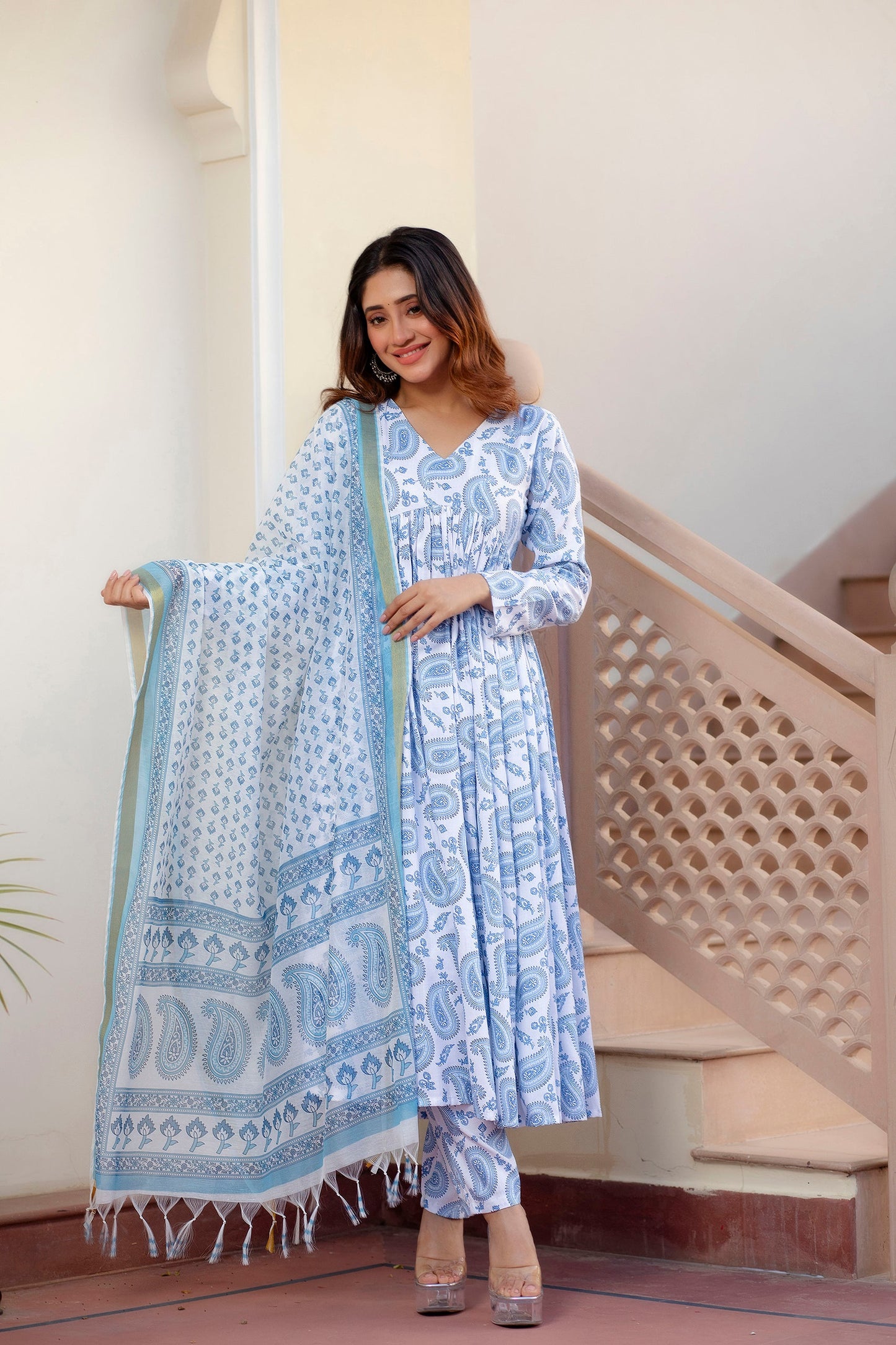 Anam Ethnic Set Women Block Printed Kurta set with Dupatta