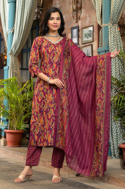 Anam Ethnic Set Women Embroidery Straight Kurta and Pant set with Dupatta