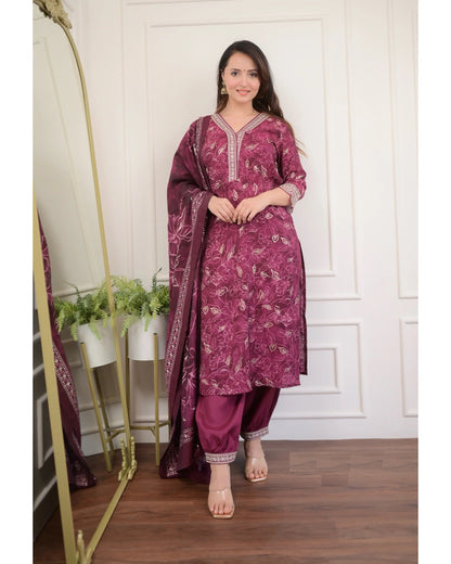 Anam Ethnic Set Women Embroidery Straight Kurta and Pant set with Dupatta