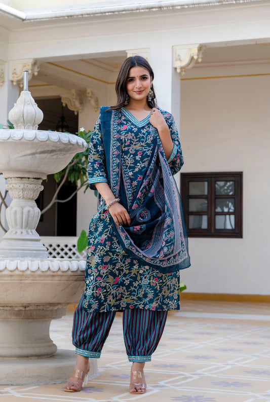 Anam Ethnic Set Women Printed Straight Kurta and Pant set with Dupatta