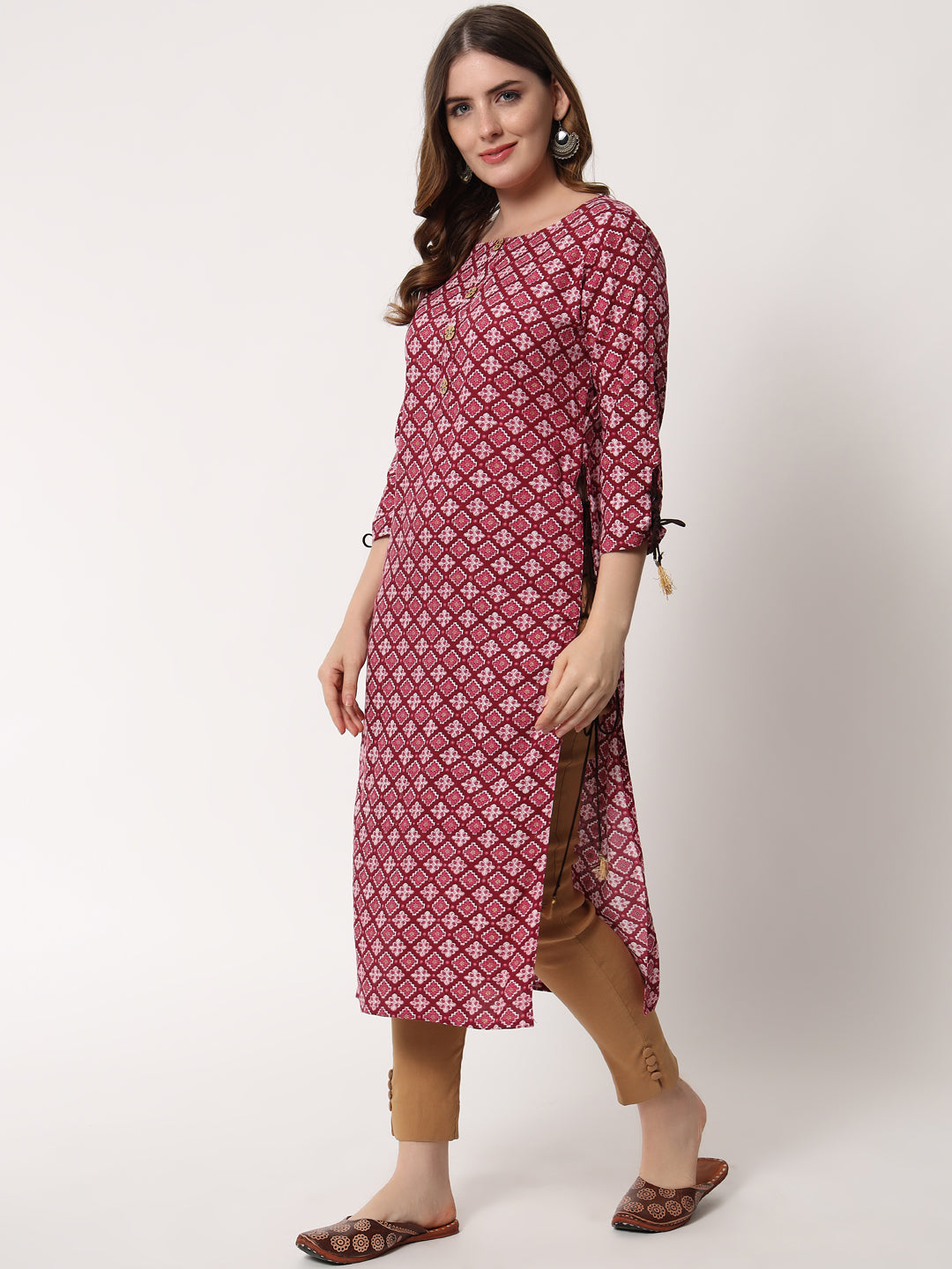 Anam jaipuri Printed Straight Kurta in Pink