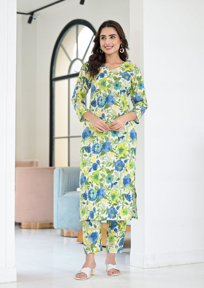 Anam Ethnic Set Floral Printed Co-ord Set