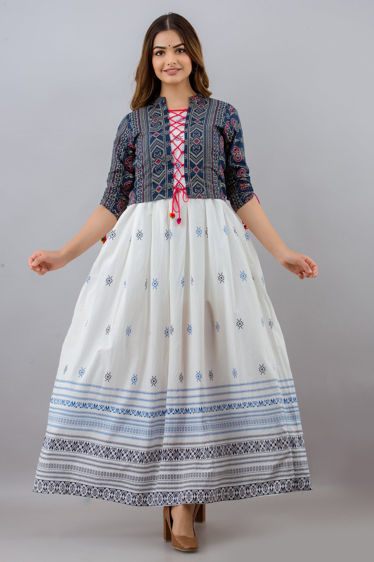 Anam jaipuri Cotton Printed Jacketed Anarkali Kurta