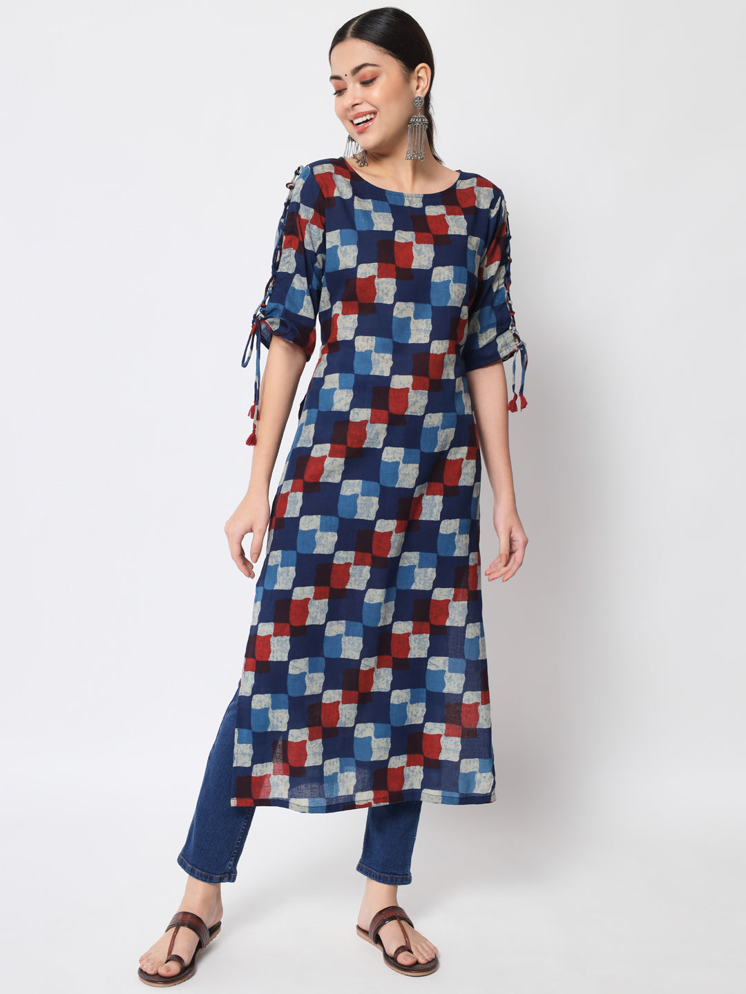 Anam jaipuri Multicolor Printed Straight Kurta in Cotton