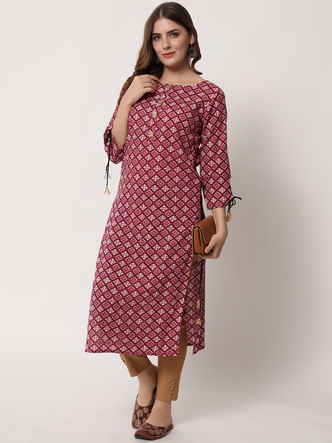 Anam jaipuri Printed Straight Kurta in Pink