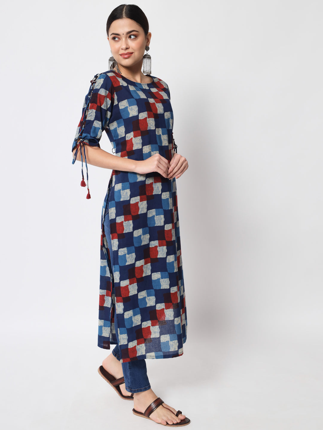 Anam jaipuri Multicolor Printed Straight Kurta in Cotton