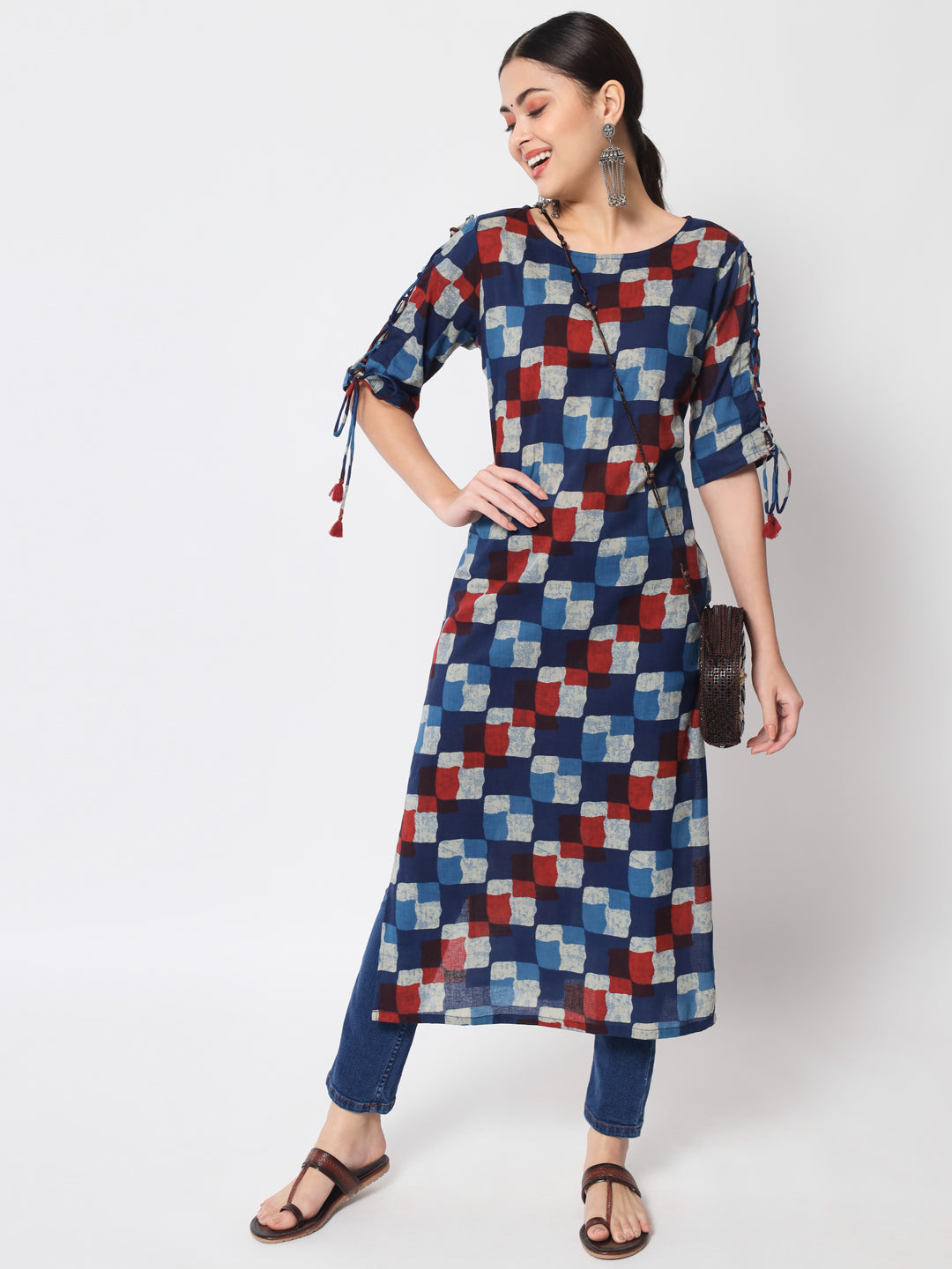 Anam jaipuri Multicolor Printed Straight Kurta in Cotton