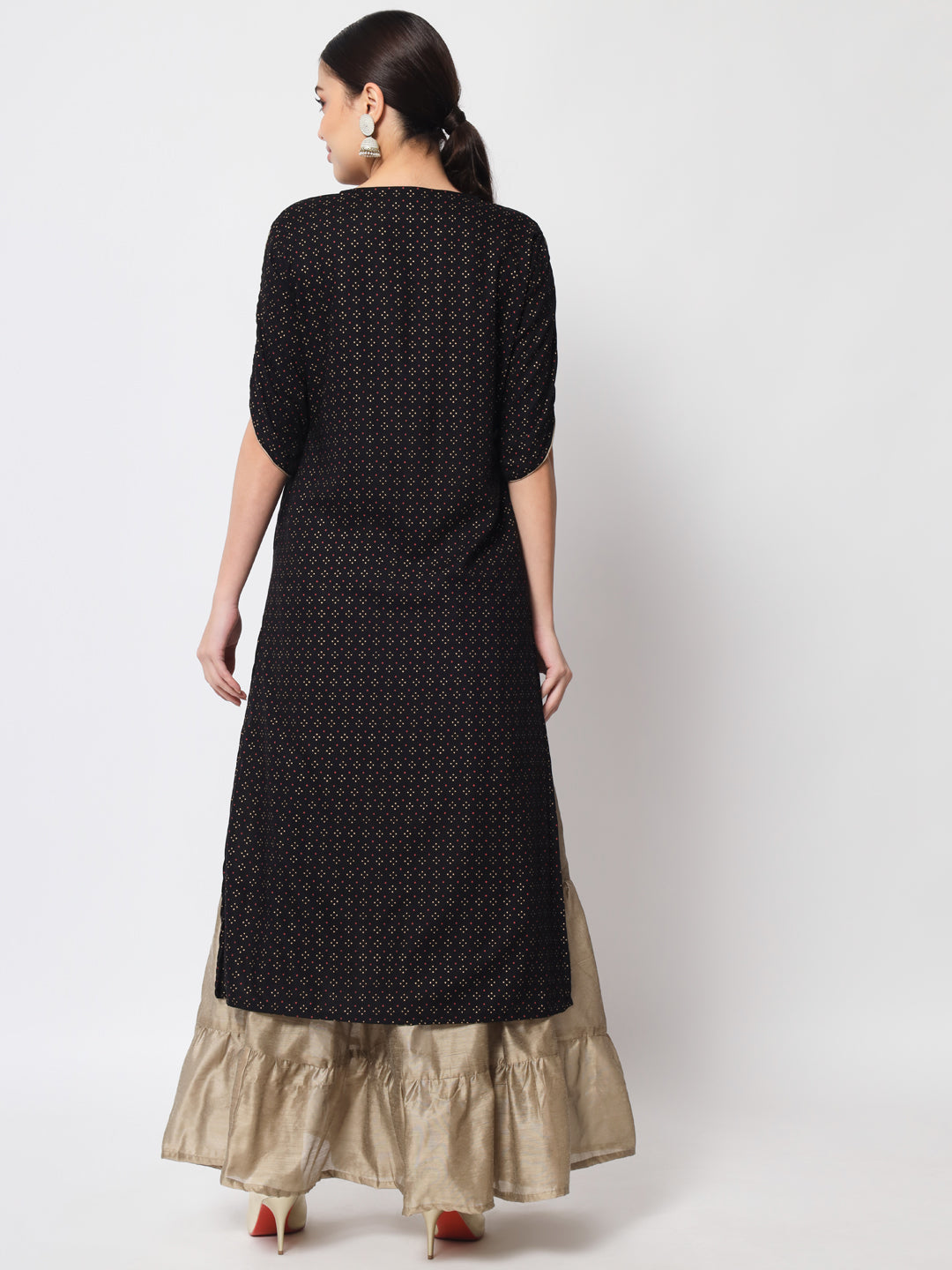 Anam jaipuri  Printed Straight Kurta in Black