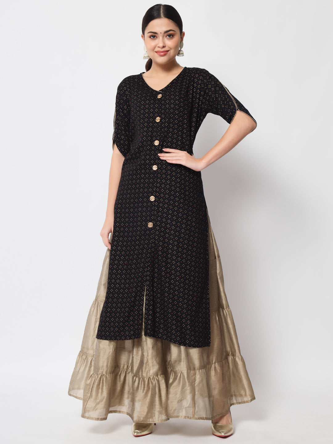 Anam jaipuri  Printed Straight Kurta in Black