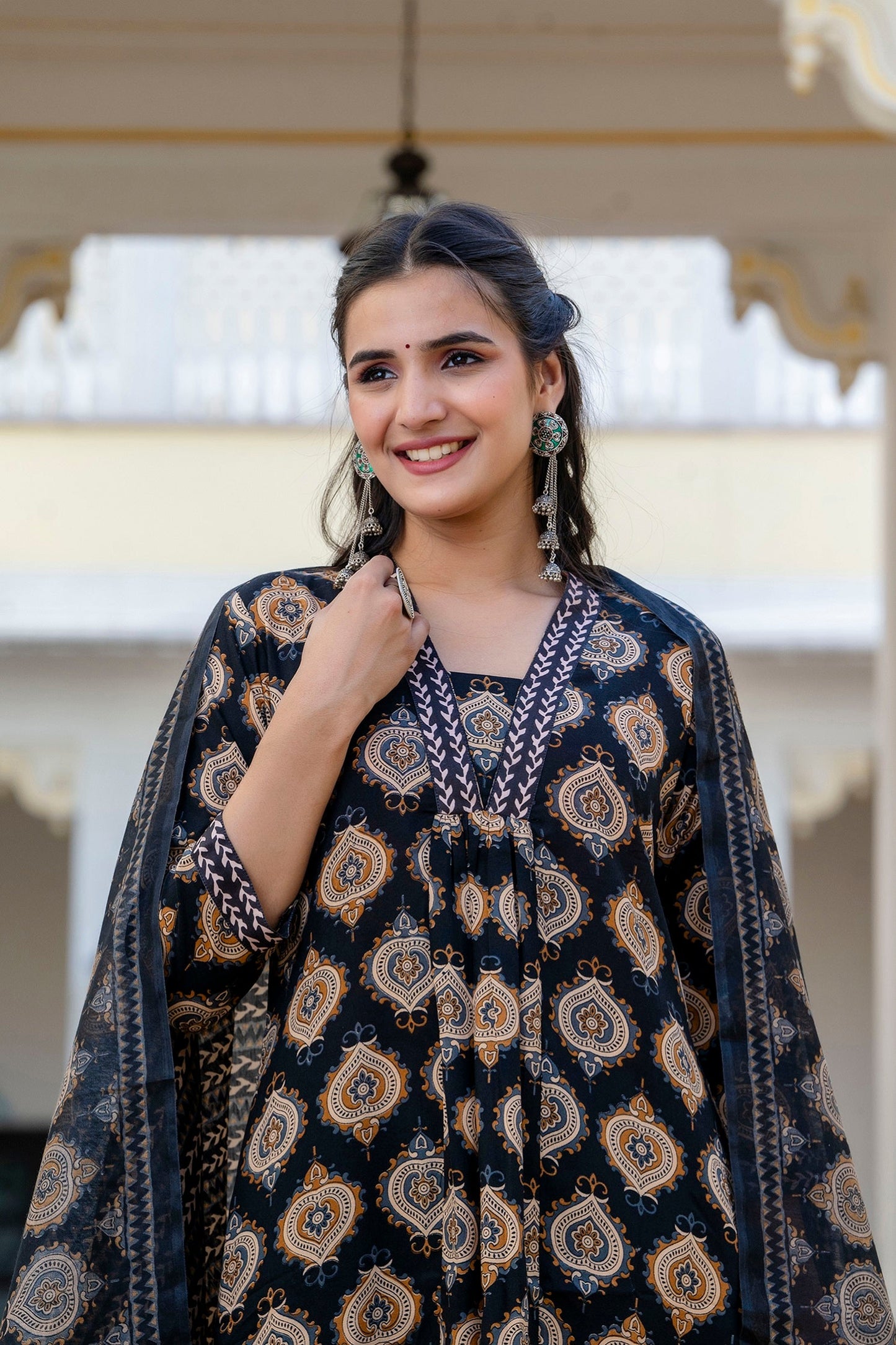 Anam Ethnic Set Women Printed Anarkali Kurta and Pant set with Dupatta