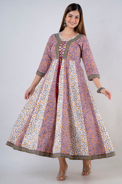 Anam jaipuri Multicolor Anarkali Tie up Long Wedding Dress