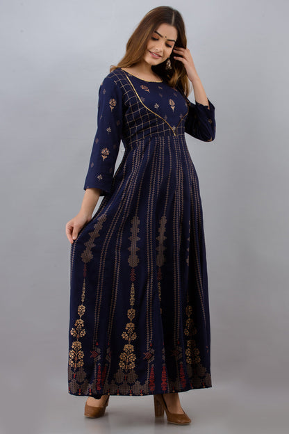 Anam jaipuri Blue Anarkali Flared Festive Long Kurta