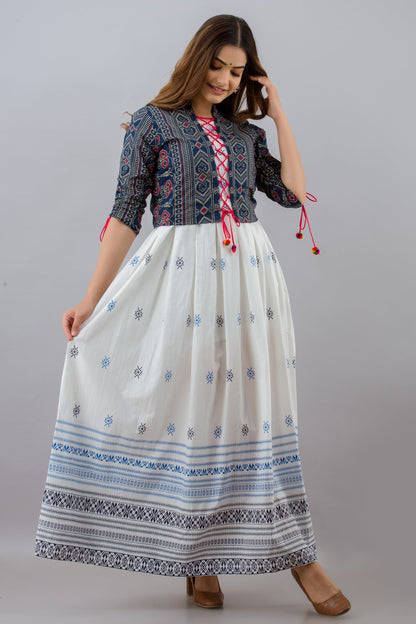 Anam jaipuri Cotton Printed Jacketed Anarkali Kurta