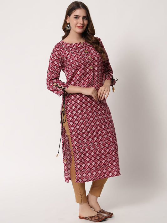 Anam jaipuri Printed Straight Kurta in Pink