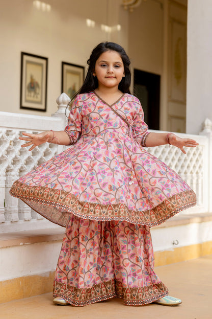 Cutie Diva Girl's Kids Festive Kurta Sharara Set With Dupatta