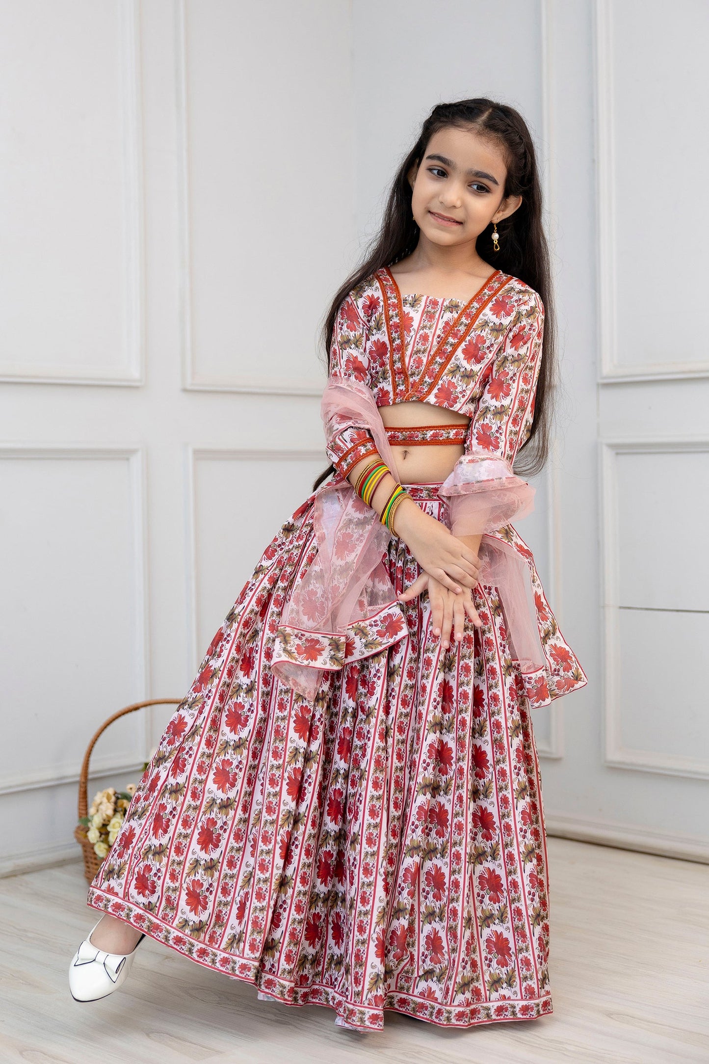 Girls Wedding Lehenga Choli & Dupatta Set in Cotton