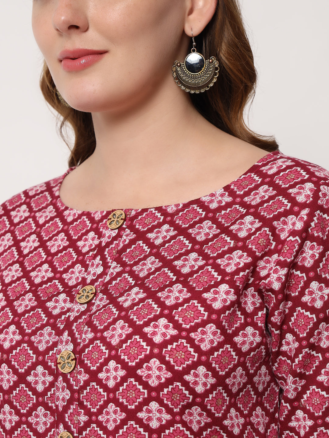 Anam jaipuri Printed Straight Kurta in Pink