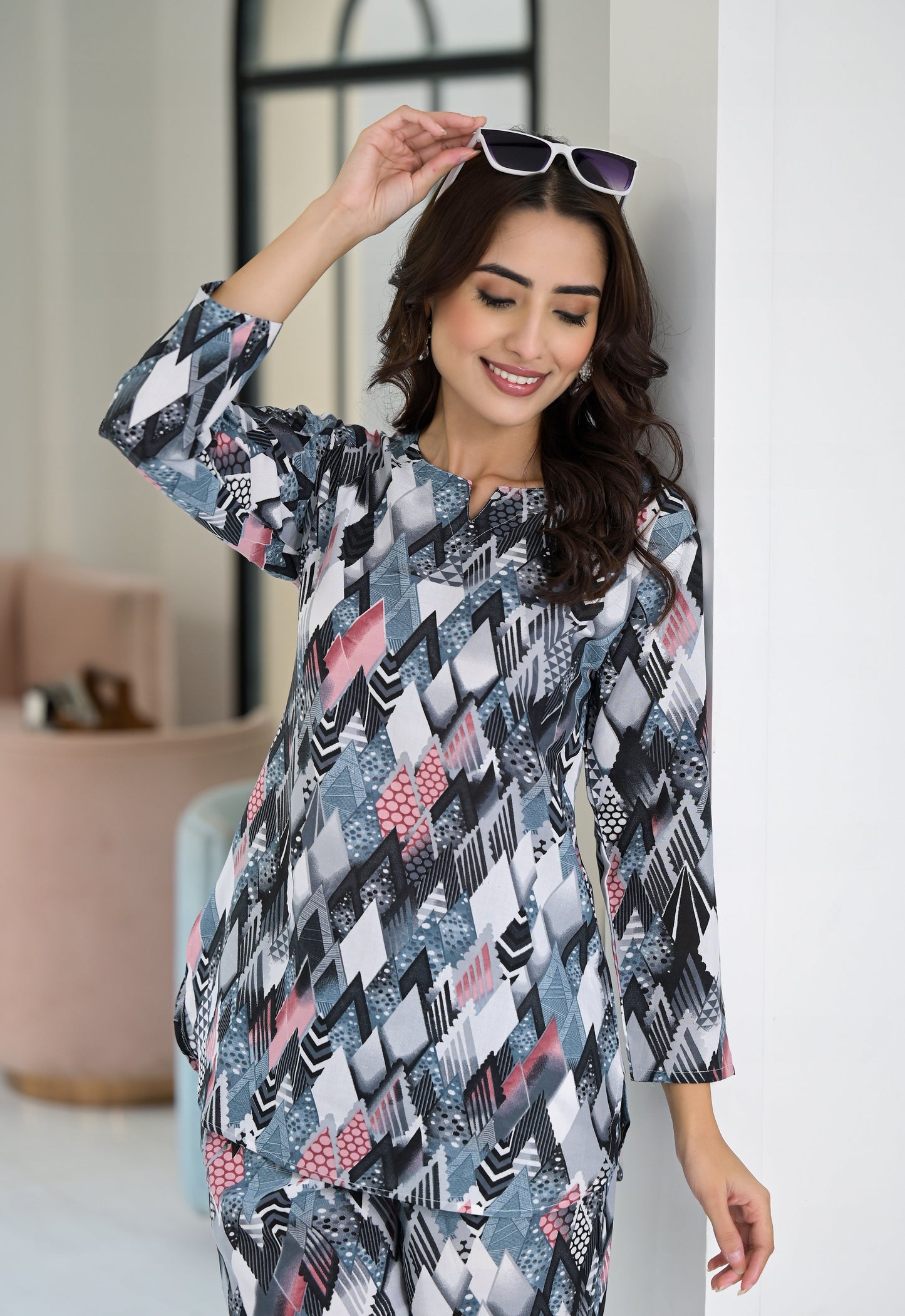 Anam Ethnic Set Geometric Printed Co-ord Set