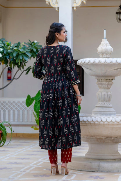 Anam Ethnic Set Women Printed Anarkali Kurta and Pant set with Dupatta