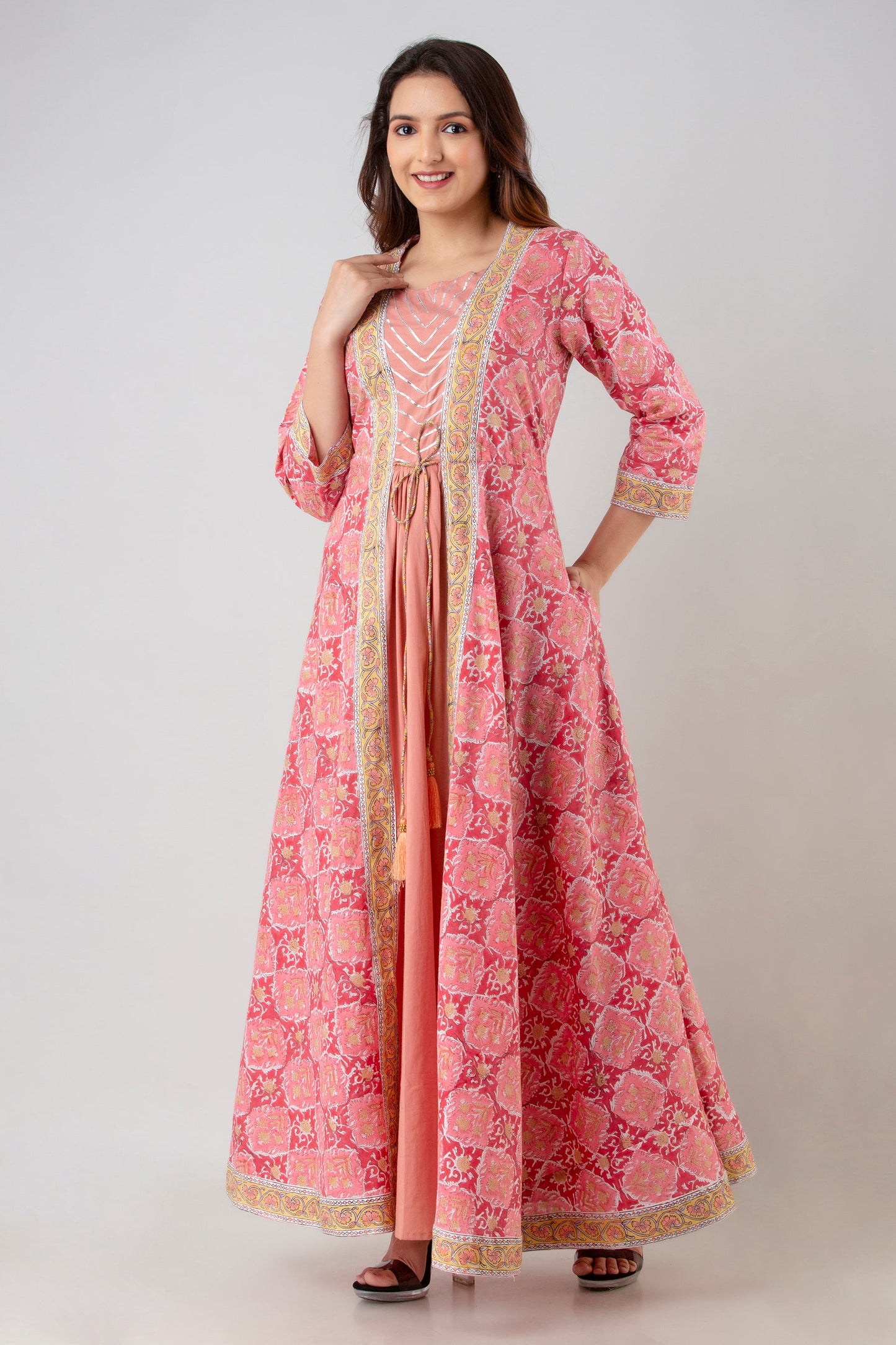 Anam jaipuri Gota Patti Anarkali kurta in Pink