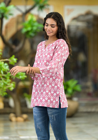 Anam Ethnic Set Women Printed Straight Pink Kurta