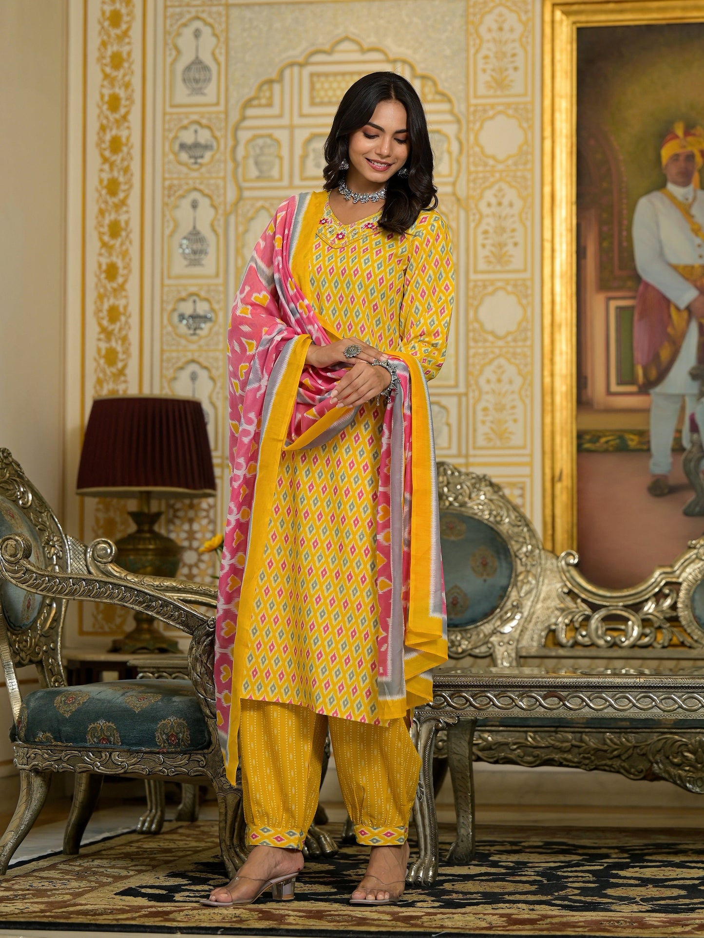 Anam Ethnic Set Women Embroidery Straight Kurta and Pant set with Dupatta