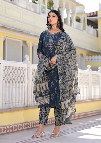 Anam Ethnic Set Women Embroidery Straight Kurta and Pant set with Dupatta