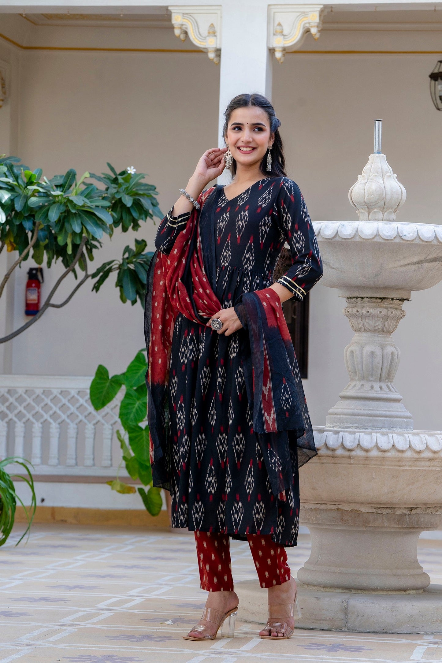 Anam Ethnic Set Women Printed Anarkali Kurta and Pant set with Dupatta