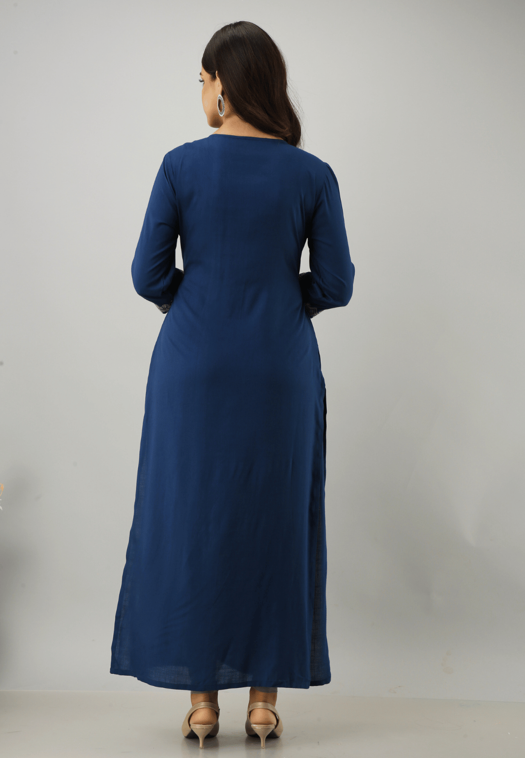 Anam jaipuri Embroidered Jacketed Nyra-Cut Kurta in Dark Blue