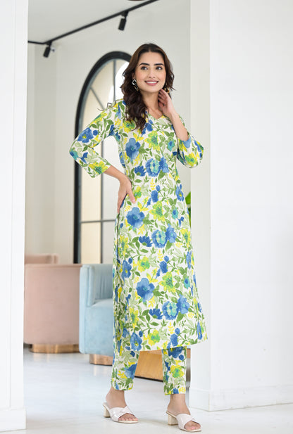 Anam Ethnic Set Floral Printed Co-ord Set