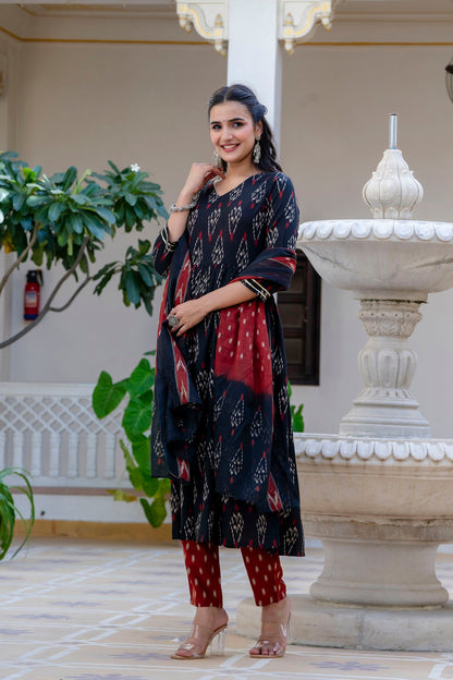 Anam Ethnic Set Women Printed Anarkali Kurta and Pant set with Dupatta