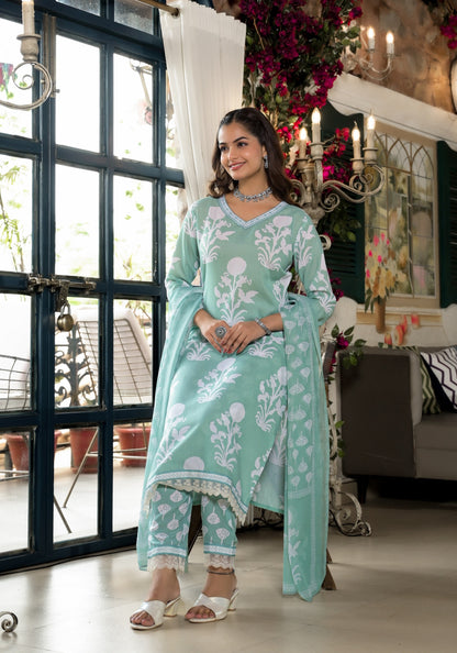 Anam Ethnic Set Women Embroidery Straight Kurta and Pant set with Dupatta