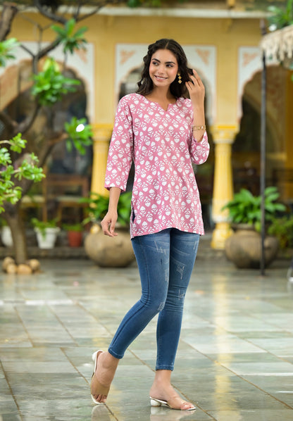 Anam Ethnic Set Women Printed Straight Pink Kurta