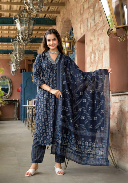 Anam Ethnic Set Women Embroidery Straight Kurta and Pant set with Dupatta