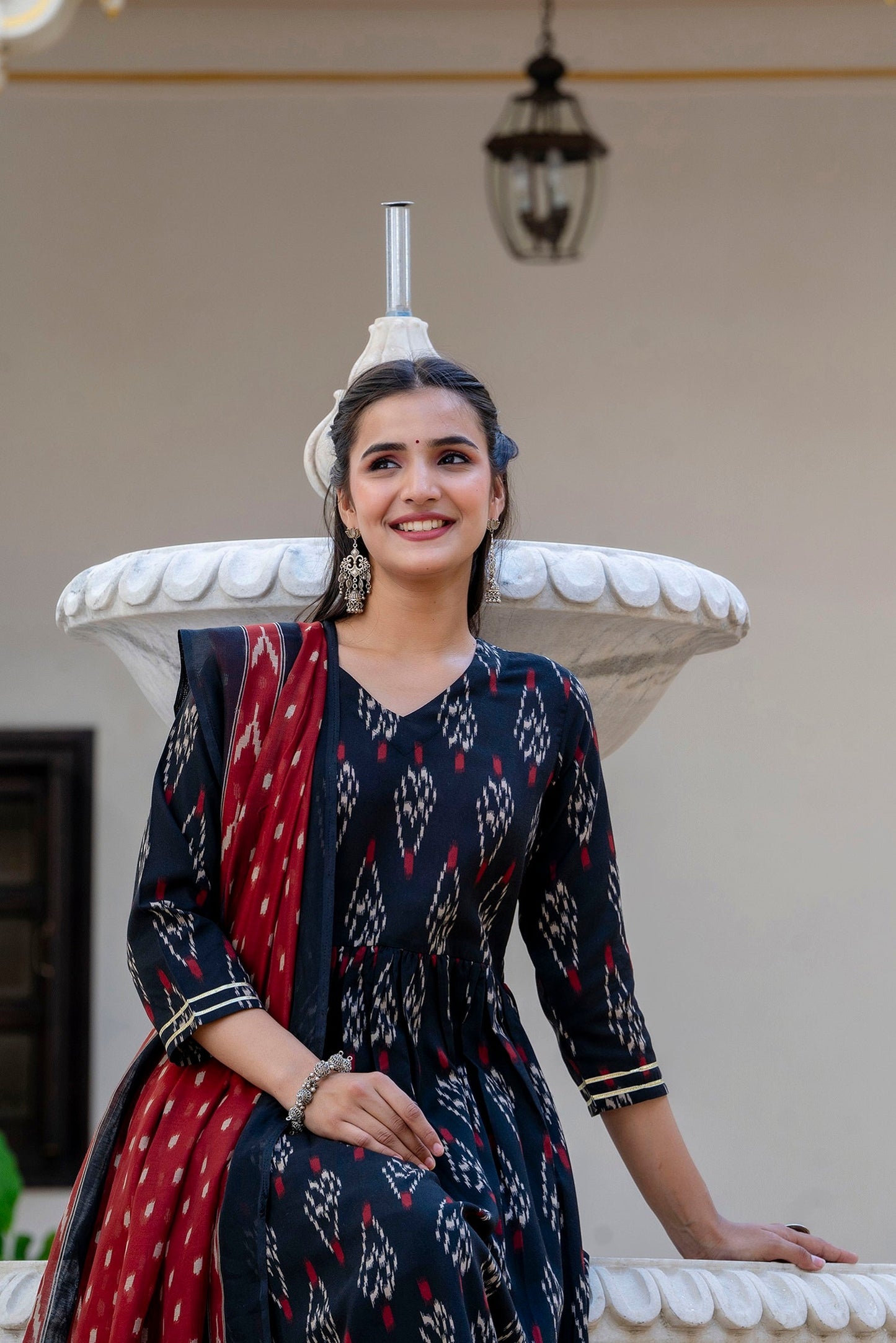 Anam Ethnic Set Women Printed Anarkali Kurta and Pant set with Dupatta