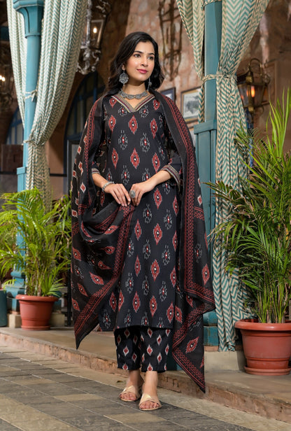 Anam Ethnic Set Women Embroidery Straight Kurta and Pant set with Dupatta