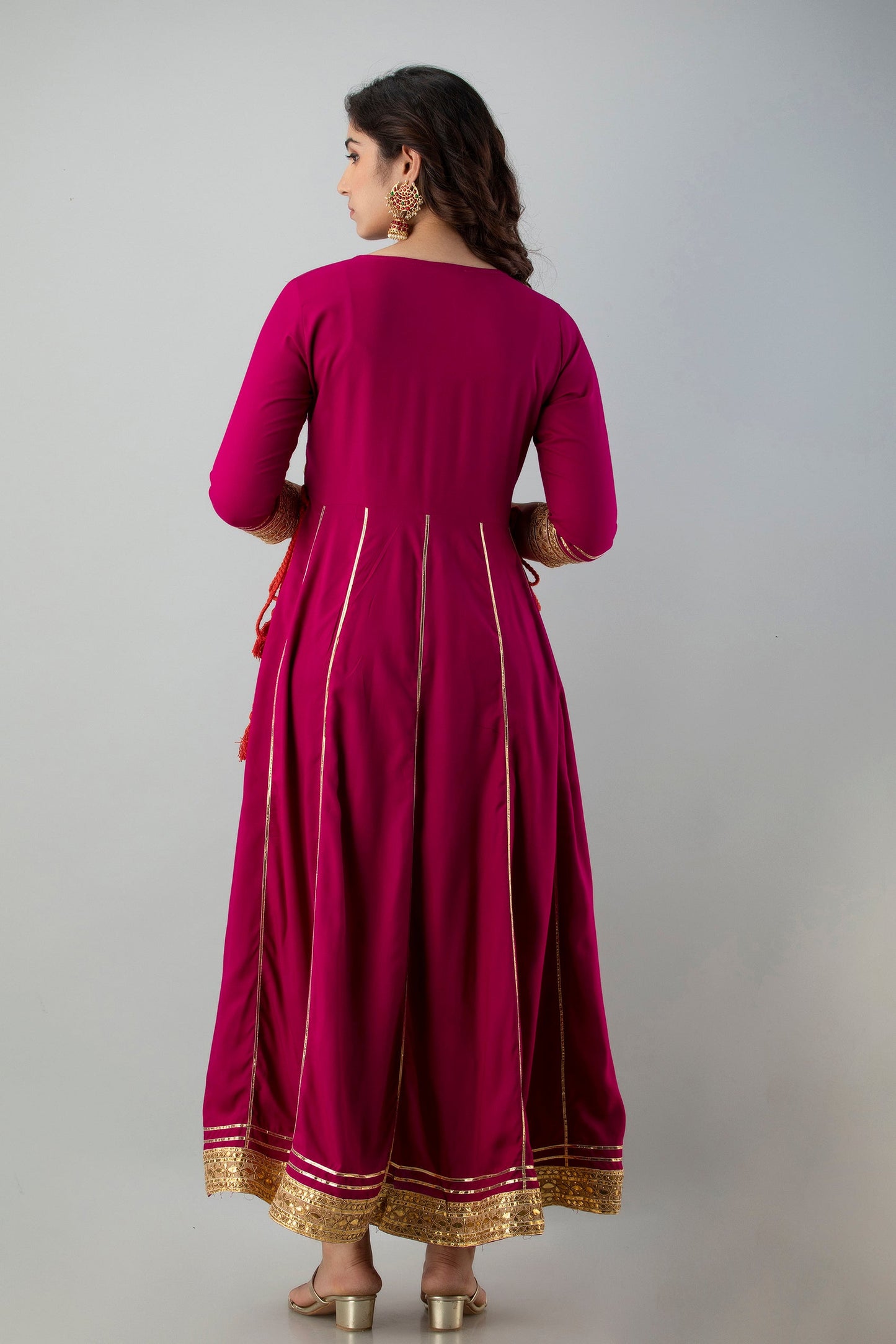 Anam jaipuri embellished Anarkali kurta in Dark Pink