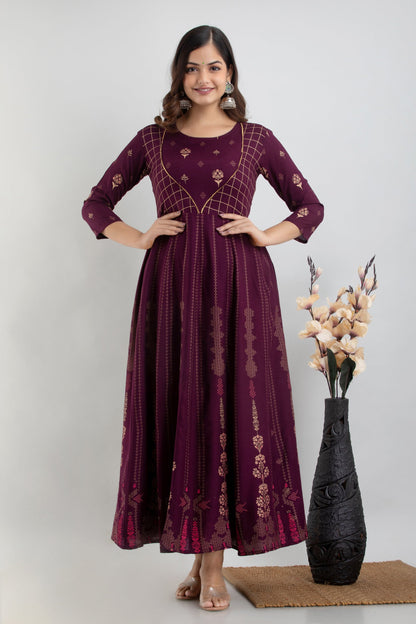 Anam jaipuri Anarkali Party Festive Wear Flared Long Kurta In Wine