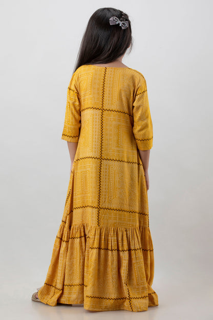 Anam jaipuri Girls Anarkali Kurta in  Yellow