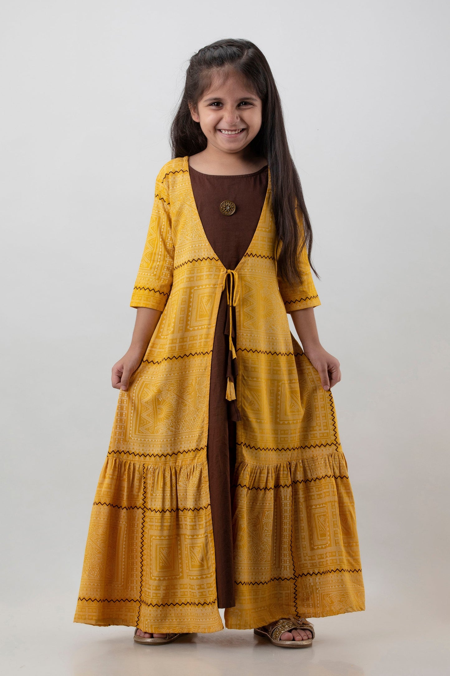 Anam jaipuri Girls Anarkali Kurta in  Yellow