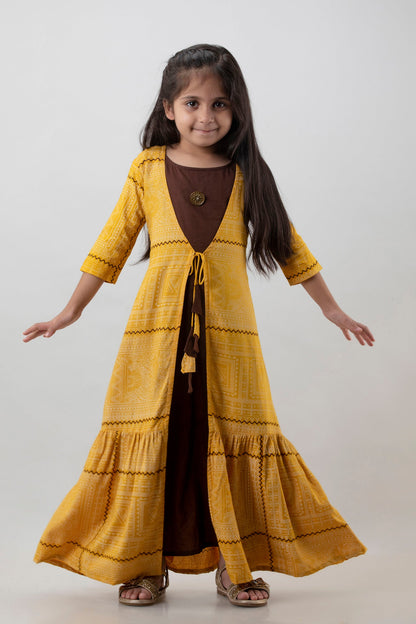 Anam jaipuri Girls Anarkali Kurta in  Yellow