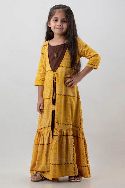 Anam jaipuri Girls Anarkali Kurta in  Yellow