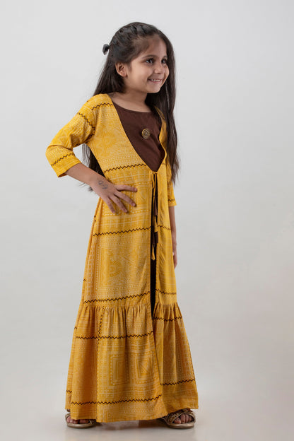 Anam jaipuri Girls Anarkali Kurta in  Yellow