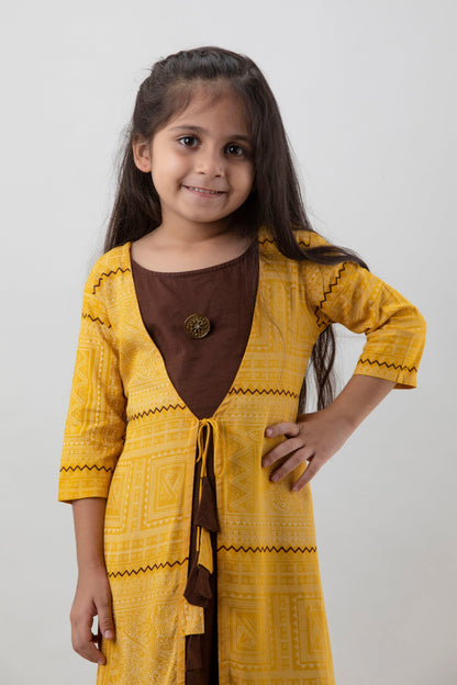 Anam jaipuri Girls Anarkali Kurta in  Yellow