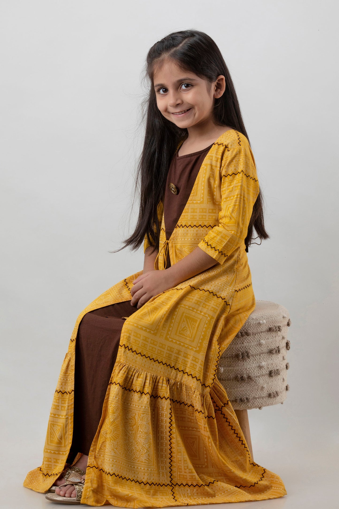 Anam jaipuri Girls Anarkali Kurta in  Yellow